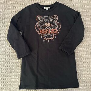 Kenzo Kids Black and Orange Tiger Long Sleeve Tee 6y